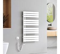 EMKE Scaldasalviette Elettrico con Elemento riscaldante termostatato,1041x600mm 600W，Pannello Asciugamano Elettrico con Asta di Riscaldamento con Timer, Bianco