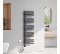 EMKE Scaldasalviette Elettrico con Elemento riscaldante termostatato,1320x400mm 600W，Pannello Asciugamano Elettrico con Asta di Riscaldamento con Timer, Antracite