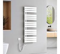 EMKE Scaldasalviette Elettrico con Elemento riscaldante termostatato,1320x500mm 800W，Pannello Asciugamano Elettrico con Asta di Riscaldamento con Timer, Bianco