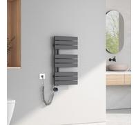 EMKE Scaldasalviette Elettrico con Elemento riscaldante termostatato,762x400mm 400W，Pannello Asciugamano Elettrico con Asta di Riscaldamento con Timer, Antracite