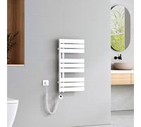 EMKE Scaldasalviette Elettrico con Elemento riscaldante termostatato,762x400mm 400W，Pannello Asciugamano Elettrico con Asta di Riscaldamento con Timer, Bianco