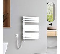 EMKE Scaldasalviette Elettrico con Elemento riscaldante termostatato,762x600mm 400W，Pannello Asciugamano Elettrico con Asta di Riscaldamento con Timer, Bianco