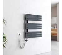 EMKE Scaldasalviette Elettrico con Elemento riscaldante termostatato,762x600mm 400W，Pannello Asciugamano Elettrico con Asta di Riscaldamento con Timer, Antracite