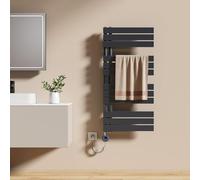 EMKE Scaldasalviette Elettrico con Termostato 1041x500 mm, 600W Antracite, Scaldasalviette a Basso Consumo, Resistenza Riscaldante con Timer, Termoarredo Bagno, Scaldasalviette Elettrico Bagno