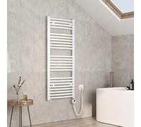 EMKE Scaldasalviette elettrico con termostato, 120 x 50 cm, scaldasalviette con timer, bianco 500 W