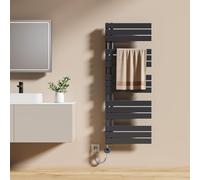 EMKE Scaldasalviette Elettrico con Termostato 1320x500 mm, 800W Antracite, Scaldasalviette a Basso Consumo, Resistenza Riscaldante con Timer, Termoarredo Bagno, Scaldasalviette Elettrico Bagno