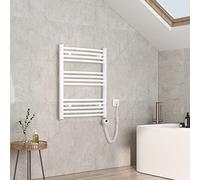 EMKE Scaldasalviette elettrico con termostato, 75 x 60 cm, scaldasalviette con timer, bianco 300 W
