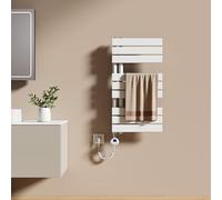 EMKE Scaldasalviette Elettrico con Termostato 762x400 mm, 400W Bianco, Scaldasalviette a Basso Consumo, Resistenza Riscaldante con Timer, Termoarredo Bagno, Scaldasalviette Elettrico Bagno