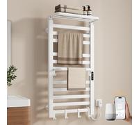 EMKE Scaldasalviette elettrico da bagno, 1000 x 500 mm, intelligente a temperatura costante, scaldasalviette elettrico con ripiano, Right 280 W, bianco