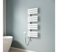 EMKE Scaldasalviette elettrico da bagno, 1041 x 400 mm, scaldasalviette elettrico con termostato, scaldasalviette elettrico, scaldasalviette con barra riscaldante, bianco, 400 W