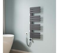 EMKE Scaldasalviette elettrico da bagno, 1041 x 400 mm, scaldasalviette elettrico con termostato, scaldasalviette elettrico, scaldasalviette con barra riscaldante, antracite, 400 W