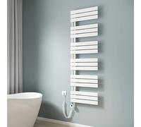 EMKE Scaldasalviette elettrico da bagno, 1599 x 500 mm, scaldasalviette elettrico con termostato, scaldasalviette elettrico, scaldasalviette con barra riscaldante, bianco, 1000 W