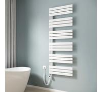 EMKE Scaldasalviette elettrico da bagno, 1599 x 600 mm, scaldasalviette elettrico con termostato, scaldasalviette elettrico, scaldasalviette con barra riscaldante, bianco, 1000 W