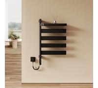 EMKE Scaldasalviette Elettrico da Bagno,180°, Ripiano, Nero Opaco,76x45 cm | Termoarredo Elettrico Basso Consumo 120W, Portasciugamani Riscaldato Smart WiFi , Fibra di Carbonio