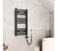 EMKE Scaldasalviette elettrico da bagno, 75 x 40 cm, con termostato, piccolo scaldasalviette con timer, colore antracite, 250 W