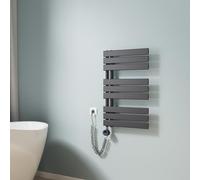 EMKE Scaldasalviette elettrico da bagno, 762 x 500 mm, con termostato, scaldasalviette elettrico, scaldasalviette con barra riscaldante, antracite, 400 W
