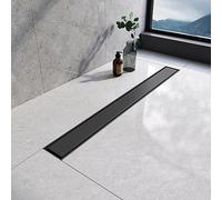 EMKE Scarico per doccia lineare, 700 mm, in acciaio inox 304, lungo e invisibile, con tappo di odore e filtro per capelli, 2 in 1, inserto per piastrelle, scarico per doccia su entrambi i lati, per
