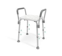 EMKE Sedia da doccia con bracciolo, altezza regolabile, antiscivolo, fino a 136 kg, colore: bianco
