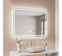 EMKE Specchio Bagno con Illuminazione 80x60 cm, Specchio LED con Sensore di Movimento, Anti-appannamento, 3 Colori di Luce Dimmerabili, Spegnimento Automatico Dopo 1 Ora, IP44, Specchio Bagno