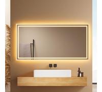EMKE Specchio bagno con luce, 120x60cm, Interruttore Meccanico,Pulsante Anti-Appannamento Indipendente,3000K/6500K,Installazione Orizzontale/Verticale, Specchio bagno led