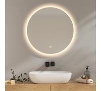 EMKE Specchio bagno con luce 60 cm diametro, specchio bagno LED rotondo con interruttore tattile + regolabile + 3 colori + funzione di memoria, specchio parete modello B
