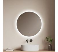 EMKE Specchio bagno con luce 70 cm diametro, specchio bagno LED rotondo con interruttore tattile + funzione di memoria, specchio parete modello B