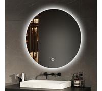 EMKE Specchio Bagno Rotondo con Luce 70 cm, Specchio Bagno LED con Interruttore Tattile Luce Bianca Fredda 6500K (Tipo 2)