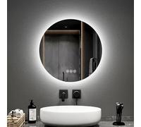 EMKE Specchio Bagno con Luce Rotondo 50 cm, Antiappannamento, Interruttore Tattile, Specchio Bagno,Luce Bianco caldo/Bianco freddo/Neutro,Memoria,Specchio con Led