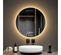EMKE Specchio Bagno con Luce Rotondo 60 cm, Antiappannamento, Interruttore Tattile, Specchio Bagno,Luce Bianco caldo/Bianco freddo/Neutro,Memoria,Specchio con Led
