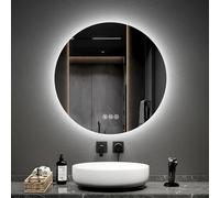 EMKE Specchio Bagno con Luce Rotondo 70 cm, Antiappannamento, Interruttore Tattile, Specchio Bagno,Luce Bianco caldo/Bianco freddo/Neutro,Memoria,Specchio con Led
