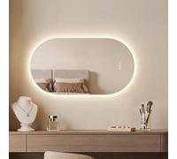 EMKE Specchio Bagno LED Senza Cornice, 45 x 75 cm, Antiappannamento | 3 Tasti Touch, Dimmerabile 3000-6500K, Funzione Memoria e Autospegnimento, Verticale o Orizzontale