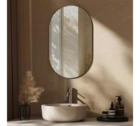 EMKE Specchio bagno ovale 40 x 70 cm, specchio da parete bagno senza cornice, specchio anti-esplosione, specchio decorativo da parete per sala/bagno/soggiorno (orizzontale/verticale)