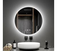 EMKE Specchio Bagno Rotondo con Luce 60 cm, Con funzione antiappannamento, Specchio Bagno LED con Interruttore Tattile Luce Bianca Fredda 6500K