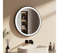 EMKE Specchio Bagno Rotondo con Luce LED 60 cm, Interruttore Tattile, Luce Bianca Fredda 6500K / Calda 3000K / Neutra 4000K (Tipo 3)