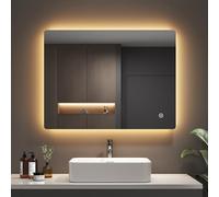EMKE Specchio da Bagno con Illuminazione, 60x80 cm - Specchio LED con 3 Colori di Luce Dimmerabili, Funzione Antivapore, Interruttore Touch, Spegnimento Automatico dopo 3 Ore, Memoria