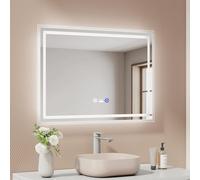 EMKE Specchio da bagno con illuminazione 70 x 50 cm, specchio LED con sensore di movimento, anti-appannamento, 3 colori di luce dimmerabili, spegnimento automatico dopo 1 ora, IP44, specchio bagno