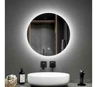 EMKE Specchio da bagno con illuminazione, rotondo, diametro 50 cm, con luce bianca fredda, dimmerabile, funzione di memoria, interruttore touch, IP44, retroilluminato a risparmio energetico