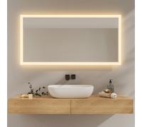 EMKE Specchio da bagno con luce LED 120 x 60 cm, specchio da bagno LED 3000 K, bianco caldo, interruttore da parete, installazione verticale/orizzontale, specchio anti-esplosione IP44, risparmio