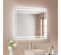 EMKE Specchio da bagno con luce LED, 60 x 50 cm, anti-appannamento, interruttore tattile, specchio da bagno bianco freddo regolabile, funzione di memoria, spegnimento automatico dopo 3 ore, specchio