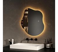 EMKE Specchio da Bagno Luminoso 50 x 45 cm, Senza Cornice, Antinebbia | Specchio da Bagno con Interruttore Touch, Memoria, Spegnimento Automatico dopo 3 Ore, 3 Colori di Luce LED