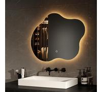 EMKE Specchio da Bagno Luminoso 60 x 50 cm, Senza Cornice, Antinebbia | Specchio da Bagno con Interruttore Touch, Memoria, Spegnimento Automatico dopo 3 Ore, 3 Colori di Luce LED