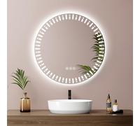 EMKE Specchio da bagno rotondo retroilluminato a LED, diametro 50 cm, con antiappannamento+interruttore a sfioramento+3 colori di luce variabili, specchio decorativo rotondo alla moda