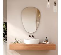 EMKE Specchio da parete 45 x 60 cm, asimmetrico, senza cornice, specchio irregolare ovale irregolare, specchio da parete, specchio decorativo per bagno, camera da letto, ingresso