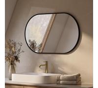 EMKE Specchio da Parete Ovale Nero 60 x 80 cm - Specchio Orizzontale/Verticale con Cornice Nera - Specchio Decorativo HD per Corridoio/Bagno/Soggiorno