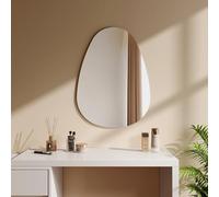 EMKE Specchio da parete, specchio da bagno ovale asimmetrico, adatto per bagno, camera da letto, soggiorno, corridoio, toletta, specchio decorativo, 60x80 cm