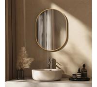 EMKE Specchio Ovale Dorato 60 x 80 cm - Specchio Ovale con Cornice Dorata Orizzontale/Verticale - Specchio da Parete Decorativo HD per Corridoio/Bagno/Soggiorno
