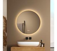 EMKE Specchio Rotondo da Bagno, 50 cm,Specchio bagno con luce con 3 Colori di Luce Dimmerabili, Interruttore Tattile e Funzione di Memoria,Specchio da bagno