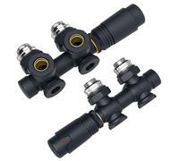 EMKE Valvola Multiblock per Radiatori, Corpo in Ottone Antracite, Interasse 50 mm - Design Combinato Angolare e Dritto, con Termostato (Per tubi da 15 mm + 16 mm, G1/2", 2 Pezzi)