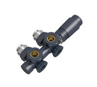 EMKE Valvola Multiblock per Radiatori, Corpo in Ottone Antracite, Interasse 50 mm - Design Combinato Angolare e Dritto, con Termostato (Per tubi da 15 mm + 16 mm, G1/2", 1 pezzo)