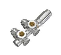 EMKE Valvola Multiblock per Radiatori, Corpo in Ottone Cromato, Interasse 50 mm - Design Combinato Angolare e Dritto, con Termostato (Per tubi da 15 mm + 16 mm, G1/2", 1 pezzo)